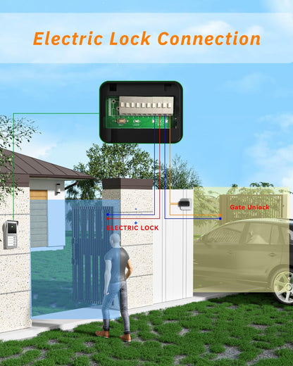 TMEZON Intercom met 2 draden, met 4 TFT-monitoren, 7 inch (17,8 cm) en buitenbel met camera, nachtzicht, twee-weg audio, T30 voor 4 gezinnen/woningen