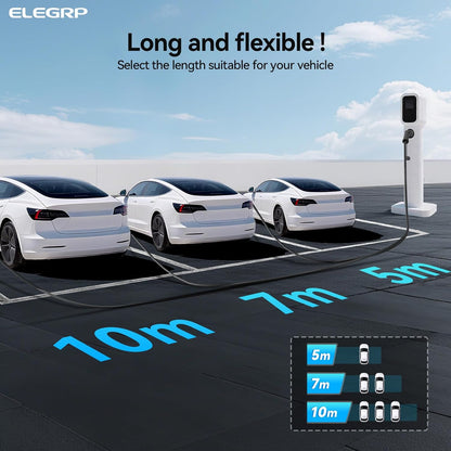ELEGRP Type 2 oplaadkabel, 11kW 10M 16A 3-fasen, Type 2 naar Type 2 Mode 3 oplaadkabel voor elektrische auto EV/PHEV met draagtas, Geschikt voor Model S/3/X/Y, VW ID.3 ID.4 e-Golf en andere EV