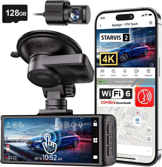 Dashcam Voor En Achter – Autocamera – Dashboardcamera – Rijregistratiecamera – Voertuigcamera – 4K UHD Voorcamera En 1080P Achtercamera – 3,18 Inch Touchscreen Met Wifi En GPS