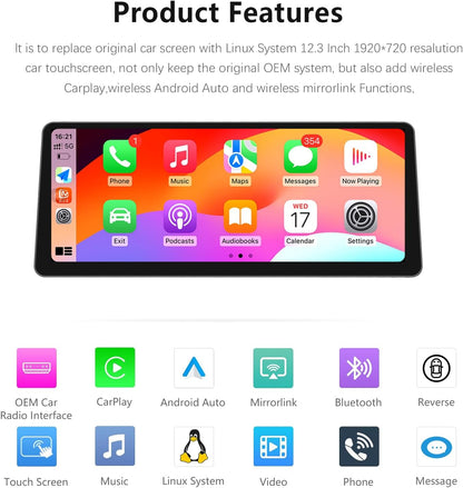 Ultra schmal 12,3 Zoll 1920 * 720 Android Auto für BMW 1/2/3/4 Serie F20 F30 NBT Carplay Auto Radio Multimedia Player Stereo Touchscreen Bluetooth (Linux NBT System)