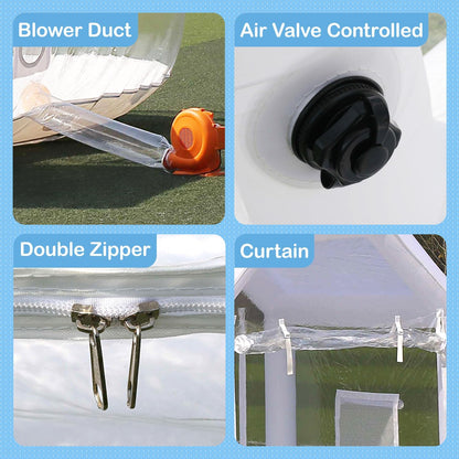 Opblaasbaar balhuis, pvc, transparant, opblaasbare tent met ventilator, opblaasbaar balhuis, iglo-koepel voor bruiloft buiten, verjaardagsfeest (blauw)