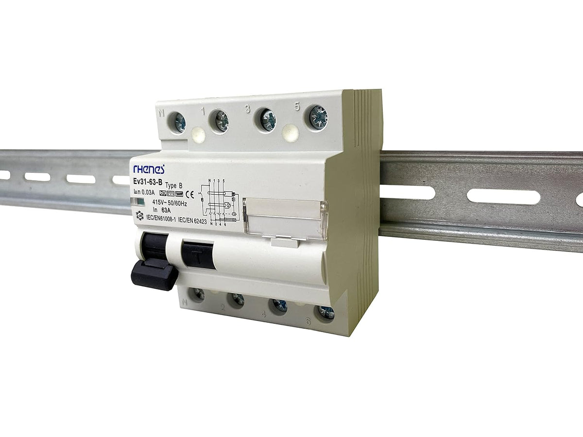 EV Expert 3Y-16HW-167R Aardlekschakelaar, bescherming tegen elektrische schokken, IP20, 25-63A, gelijkstroom, kortetermijnvertraging, wit