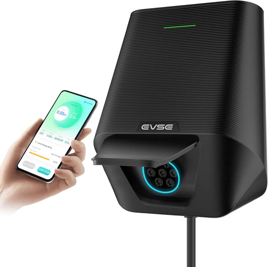 Wallbox 7,4 kW voor elektrisch voertuig met app, eenfasig 32 A, met afzet type 2, laadstation elektrisch voertuig modus 3 met EU-norm IEC 62196-2 voor BEV PHEV