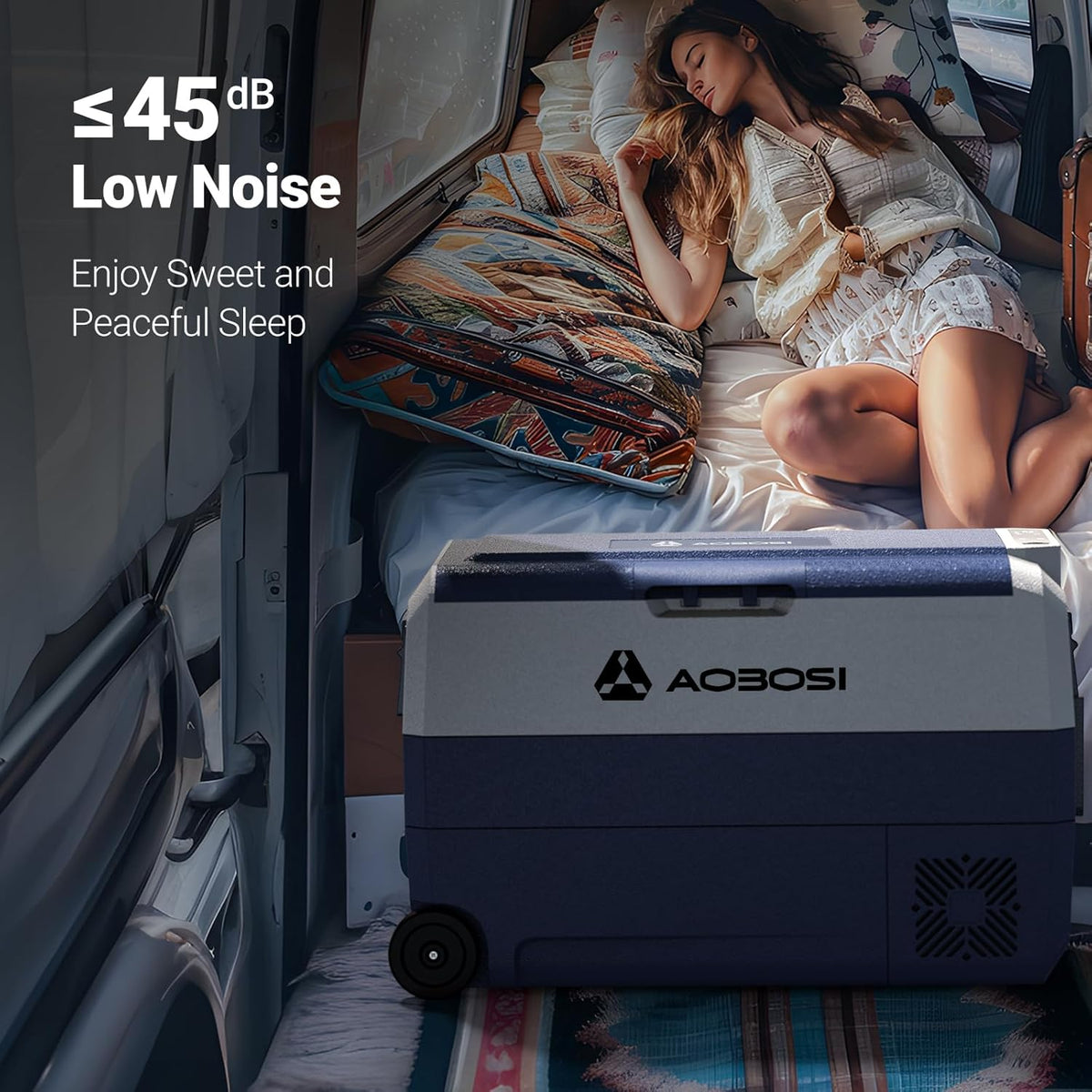 AAOBOSI Grote compressor-koelkast, temperatuurbereik -20 °C tot 20 °C, met app, extra grote inhoud, ideaal voor familiediners en ontmoetingen met vrienden.