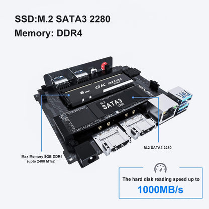 KUYiA Mini PC, desktop computer, Windows10, business gaming home office, 8GB RAM128G SSDCeleronJ4125 up to 2.7GHz processor, supports 4K HDMI Dual WiFi 2.4G + 5.8G Ethernet 1000M USB 3.0X4 BT4.0 - QUORE