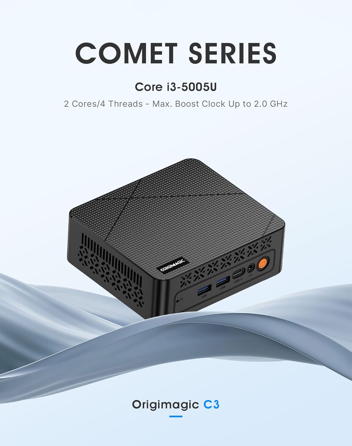 C3 Mini PC Core i3 5005U (tot 2,0 GHz, 2C/4T), 8 GB DDR3 RAM 512 GB SSD, Dual Display/W10 Pro/WiFi 5/BT5.0/RJ45 LAN, Desktop PC voor Kantoor/Huis/Onderwijs