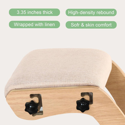 Predawn Ergonomische kniestoel voor rechte houding, kniekruk voor thuis, kantoor en meditatie, hout en linnen kussen (wit eiken)