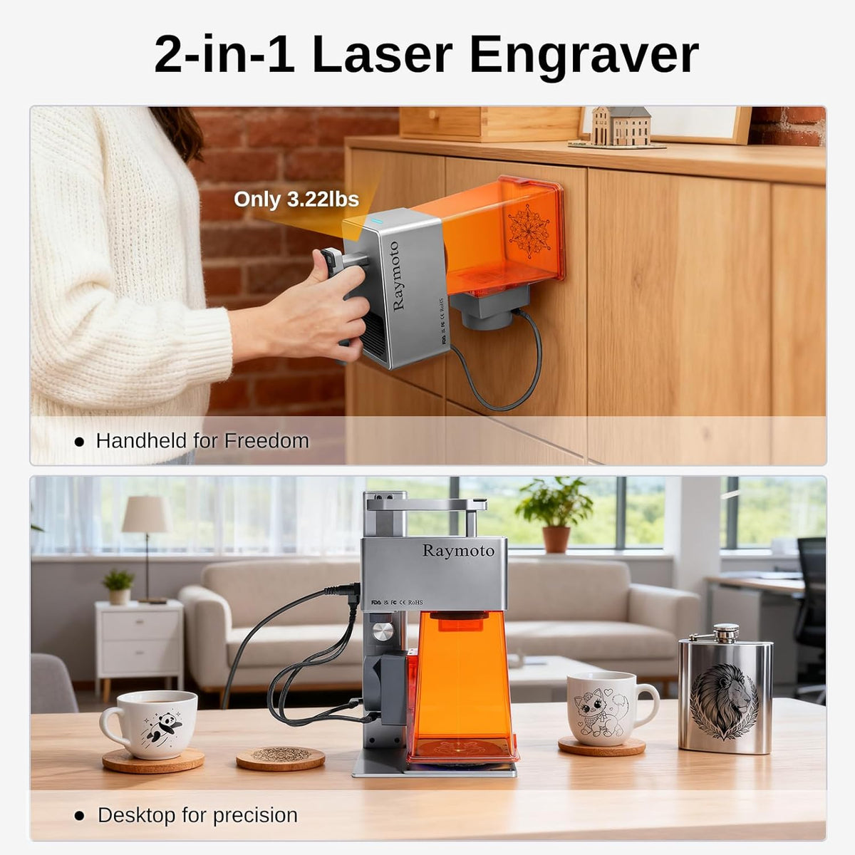 R1 10W lasergraveermachine, draagbare compacte lasergraveerder, hoge precisieresolutie van 0,05 mm, graveersnelheid van 120.000 mm/min. Geschikt voor het graveren van multiplex