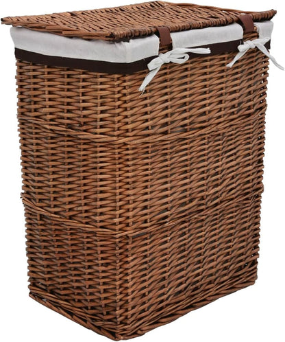 Wasmand – Wasbox – Wassorteerder – Opbergmand – Waszak – Handgevlochten Wilgentakken – Ruime Inhoud 43x34x57,5 cm