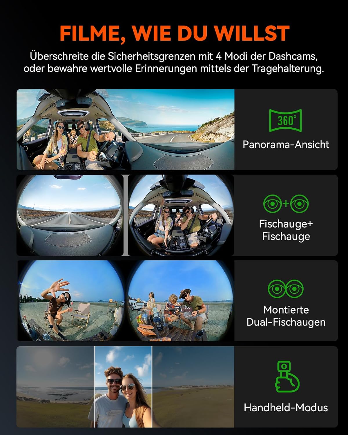 Dashcam – Autocamera – Auto Camera – Rijcamera – Rijregistratie Camera – 3-Kanaals 5.2K Panorama + 1944P – Dubbel STARVIS 2 HDR Nachtzicht