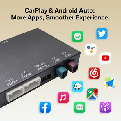 Linux Retrofit Kit Decoder met Draadloze CarPlay & Android Auto Mirrorlink Navigatie voor BMW 1 3 5 6 7 Serie E81 E90 F10 2008-2012 X1 X3 X5 X6 CIC Systeem E70 E71 F25 2009-2015 (past niet voor F20