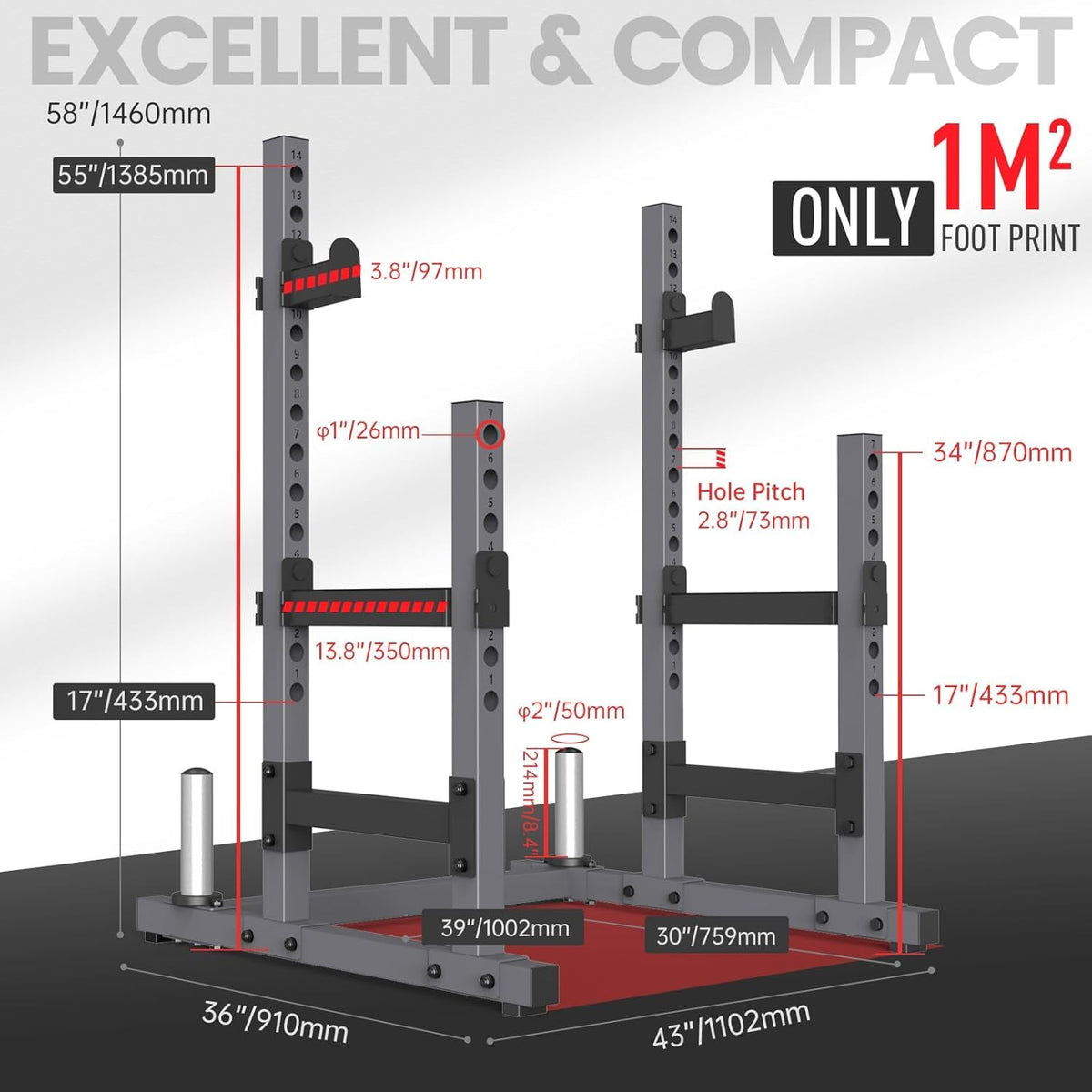 PASYOU SR30 Multifunctional Barbell Rack, Reinforceable Dumbbell Holder Max. 800 kg, Training Device at Home - QUORE