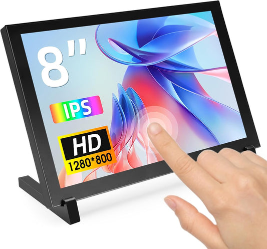 8 Inch Touchscreen Monitor – Mini Monitor – HDMI Monitor – IPS Display – Raspberry Pi Scherm – 1280 x 800 HD – Capacitief 5-Punts Touchscreen