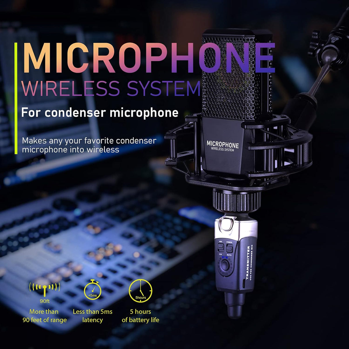 Upgrade Xvive U3C Microfoon Draadloos Systeem Mic Adapter 2,4 GHz Wireless XLR Draadloze Transmitter en Ontvanger Compatibel met Condenser Microfoon, Audio Mixer, PA-systeem en DSLR Camera
