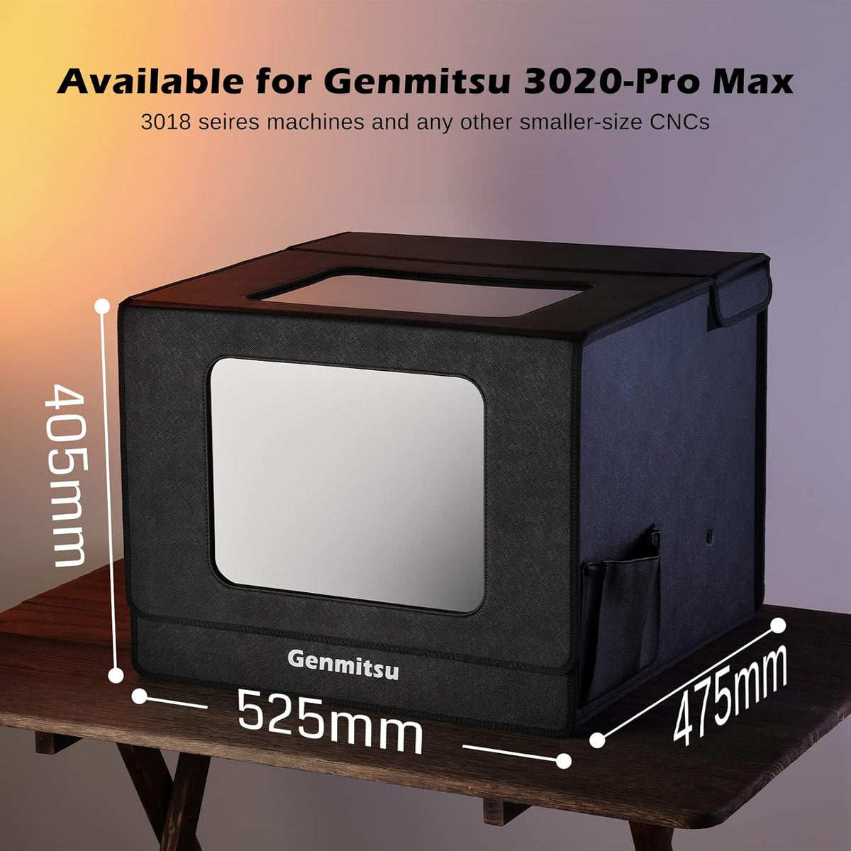 Genmitsu KABA Fold CNC-behuizing voor CNC-routermachine, ruisonderdrukking, stofdicht, vlamvertragend, met zijwerkbalk, compatibel met Genmitsu 3020-PRO MAX en V2, 3018-serie CNC, 520 x 475 x 405 mm