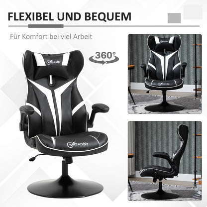 Gamingstoel – Gamestoel – Gaming Chair – Game Stoel – Bureaustoel – Ergonomisch Design – Verstelbare Hoogte 67x70x106-112 cm – Staal & Kunstleer Zwart/Grijs