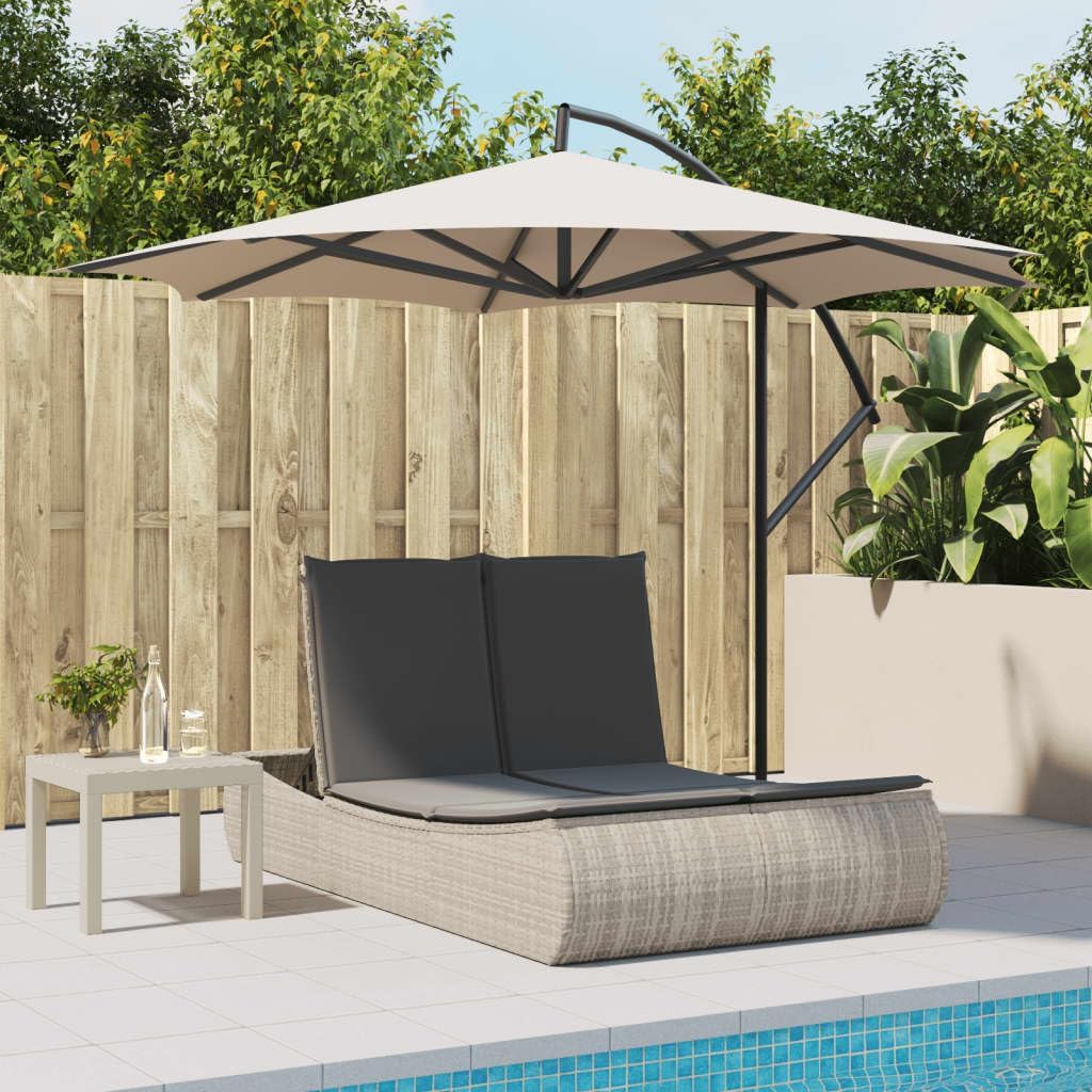 Outdoor Lounger with Padded Cushions and Adjustable Backrest, 3 Positions, Durable and Washable Synthetic Rattan, for Garden or Patio - QUORE