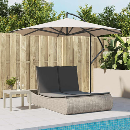 Outdoor Lounger with Padded Cushions and Adjustable Backrest, 3 Positions, Durable and Washable Synthetic Rattan, for Garden or Patio - QUORE