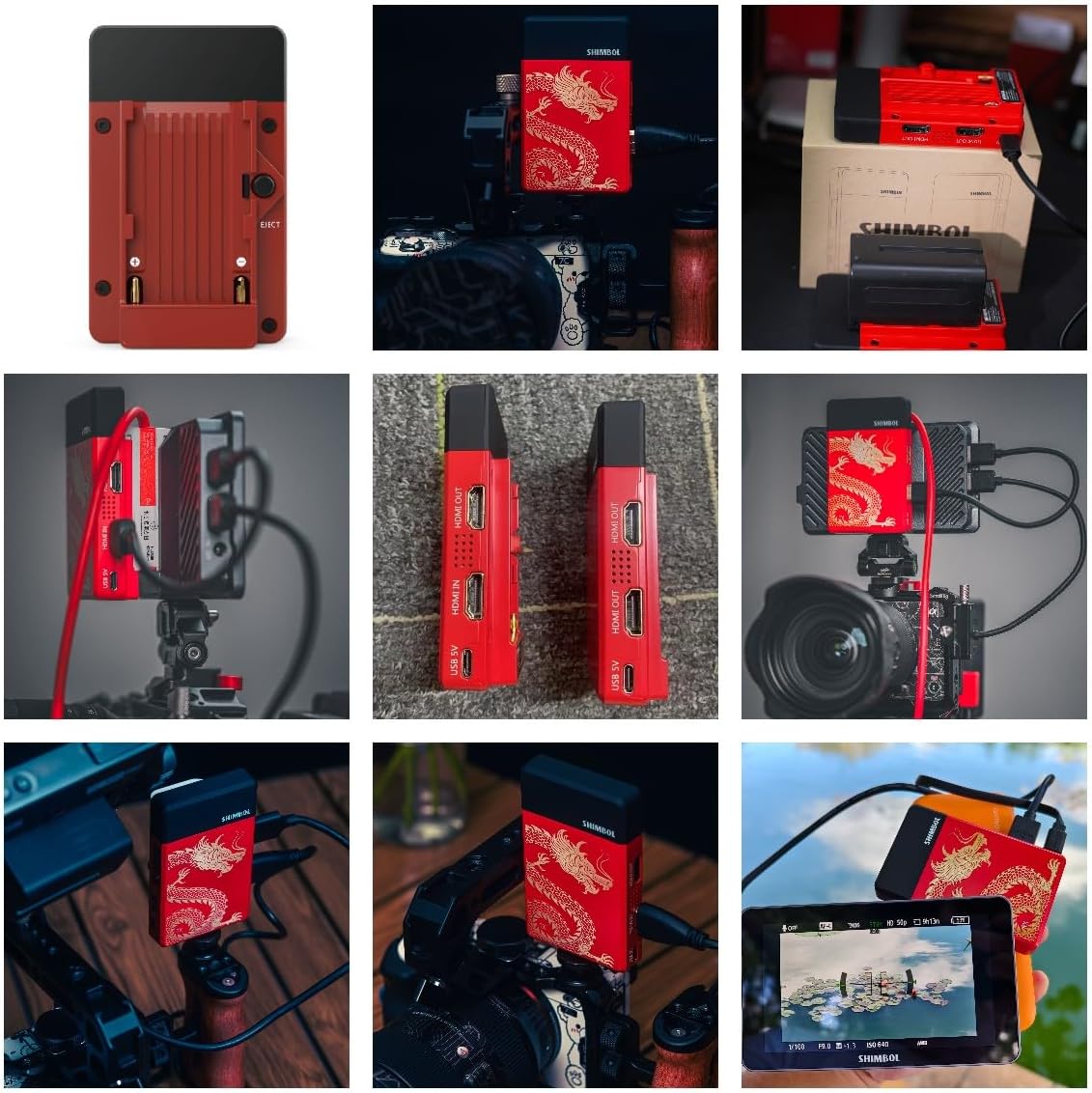 Shimbol TP Mini draadloos video-overdrachtssysteem, bereik 600 m, HDMI-ingang/uitgang, 1080p60, latentie 0,07s, meerdere voedingsmodi, zender en ontvanger voor live streaming.