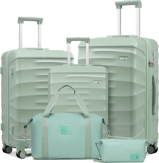 Sea choice 5-delige kofferset 20/24/28" ABS Reiskoffer Grote Capaciteit Trolley Handbagage met 1 Reistas en 1 Toilettas met TSA Slot YKK Rits 8 Spinner Wielen