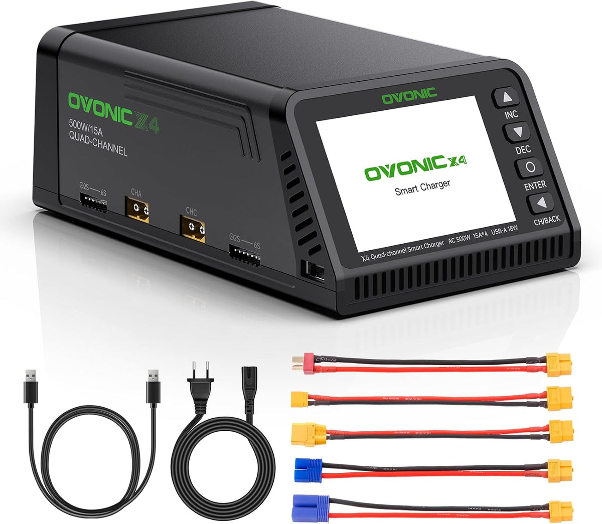 4-kanaals LiPo Oplader – Batterijlader – Balancer – Acculader – Li-Ion Oplader – 500 W Vermogen – Geïntegreerde Veiligheidsfuncties