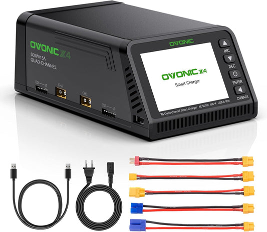 4-kanaals LiPo Oplader – Batterijlader – Balancer – Acculader – Li-Ion Oplader – 500 W Vermogen – Geïntegreerde Veiligheidsfuncties