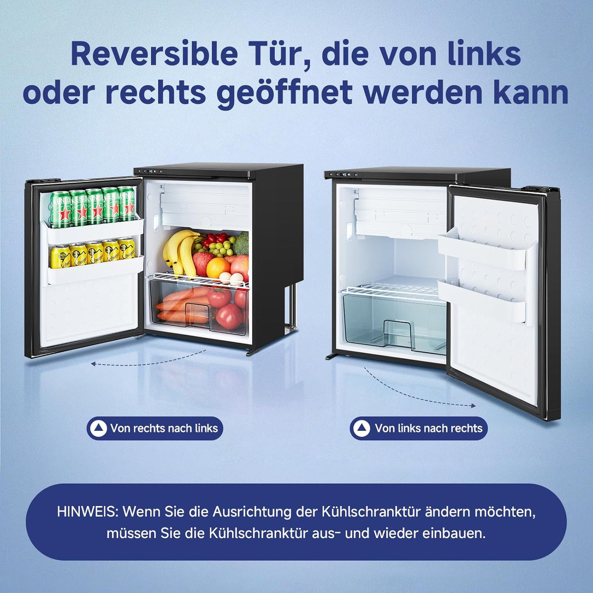 AAOBOSI 65L Compressorkoelkast, APP-Gestuurde Camperkoelkast, 12/24V DC, LED-Verlichte Voertuigkoeler, Bereikt -20 °C, Geschikt Voor Auto's, Vrachtwagens, Boten, Campers, Kamperen en Reizen