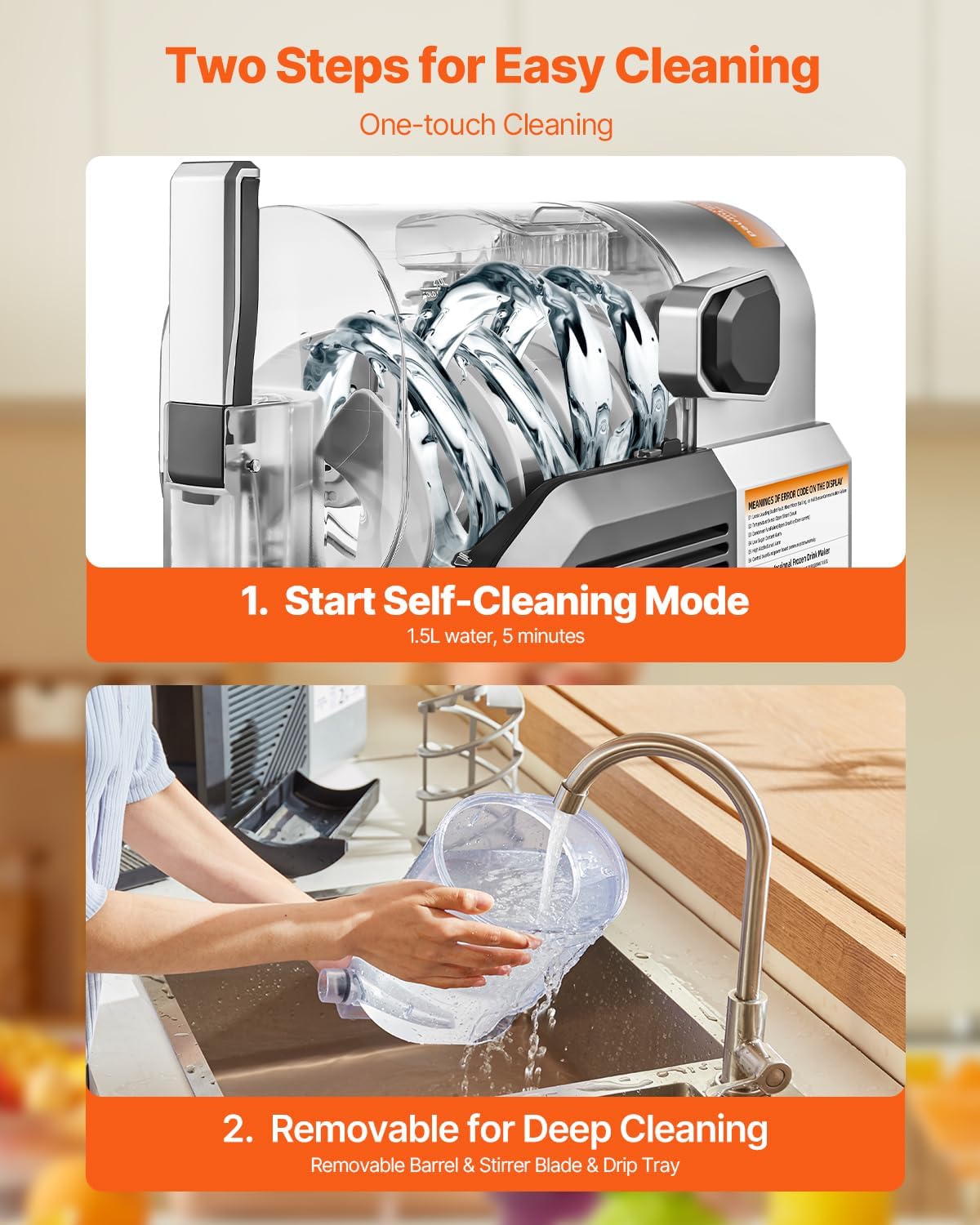 VEVOR - Slushie machine 2 l/68 oz, zonder ijs, slushie machine voor thuis, bevroren drankmachine met 6 vooraf ingestelde programma's, zelfreinigende madeliefjesmachine