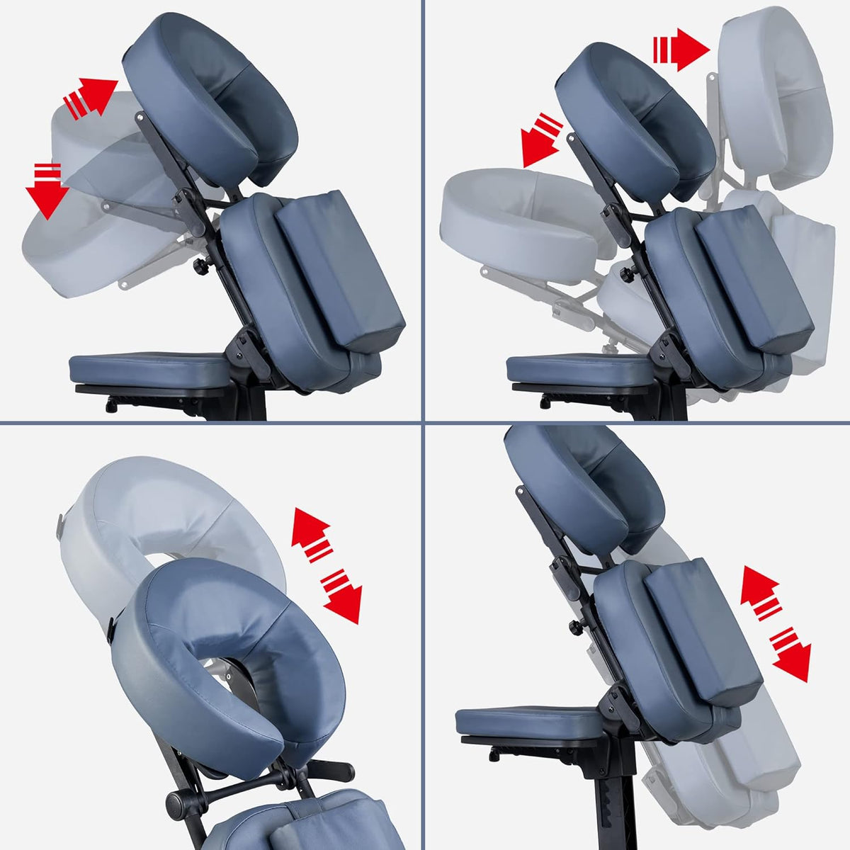 Master Massage Professionele inklapbare mobiele massagestoel behandelingsstoel van aluminium verstelbaar licht met muziekkussen Bluetooth transportkoffer, blauw, één maat