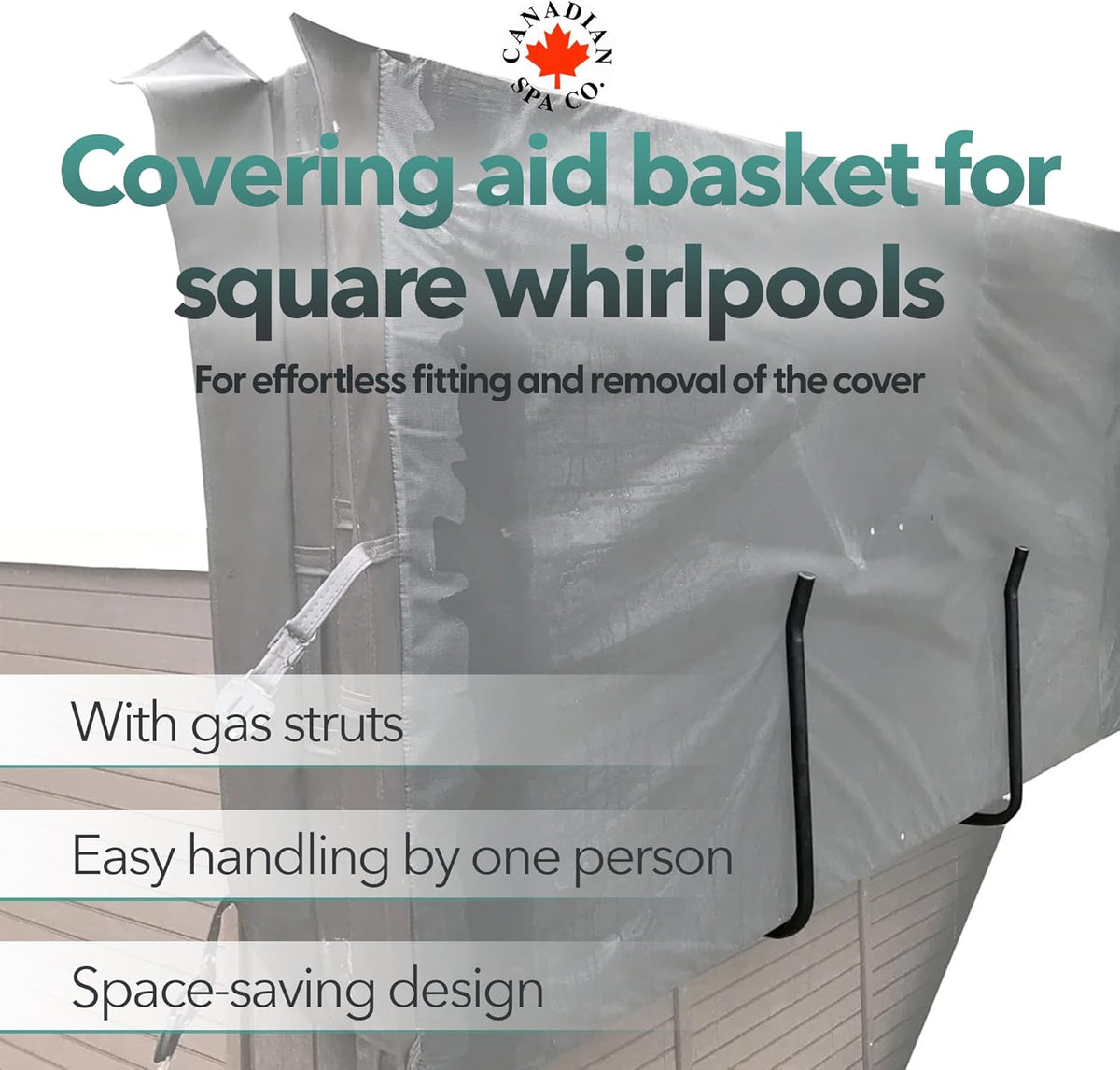 Bekledingshulp voor whirlpools – Cover Lifter – Afdekheffer – Tilhulp – Hefinrichting voor Whirlpoolbekleding – Geschikt voor Vierkante en Rechthoekige Whirlpools tot 243 cm Breed – Gepoedercoat Aluminium met Gasdrukveren