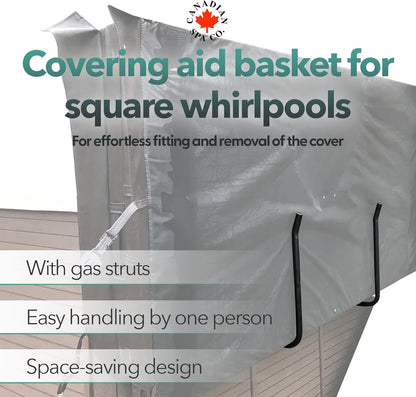 Bekledingshulp voor whirlpools – Cover Lifter – Afdekheffer – Tilhulp – Hefinrichting voor Whirlpoolbekleding – Geschikt voor Vierkante en Rechthoekige Whirlpools tot 243 cm Breed – Gepoedercoat Aluminium met Gasdrukveren
