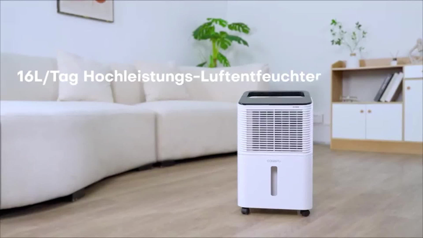 Luchtontvochtiger – Vochtbestrijder – Ontvochtiger – Vochtverwijderaar – Tot 16 Liter Per Dag – Fluisterstil Met Slaapstand