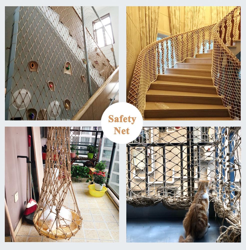 Decoratief Touwgaas Voor Binnen of Buiten, Bescherming Van De Veiligheid Henneptouw Net - Children's Balkon Reling Leuning Kindje Trappen Beschermende Net Indoor Speeltuin Cargo Trailer (3x7m)