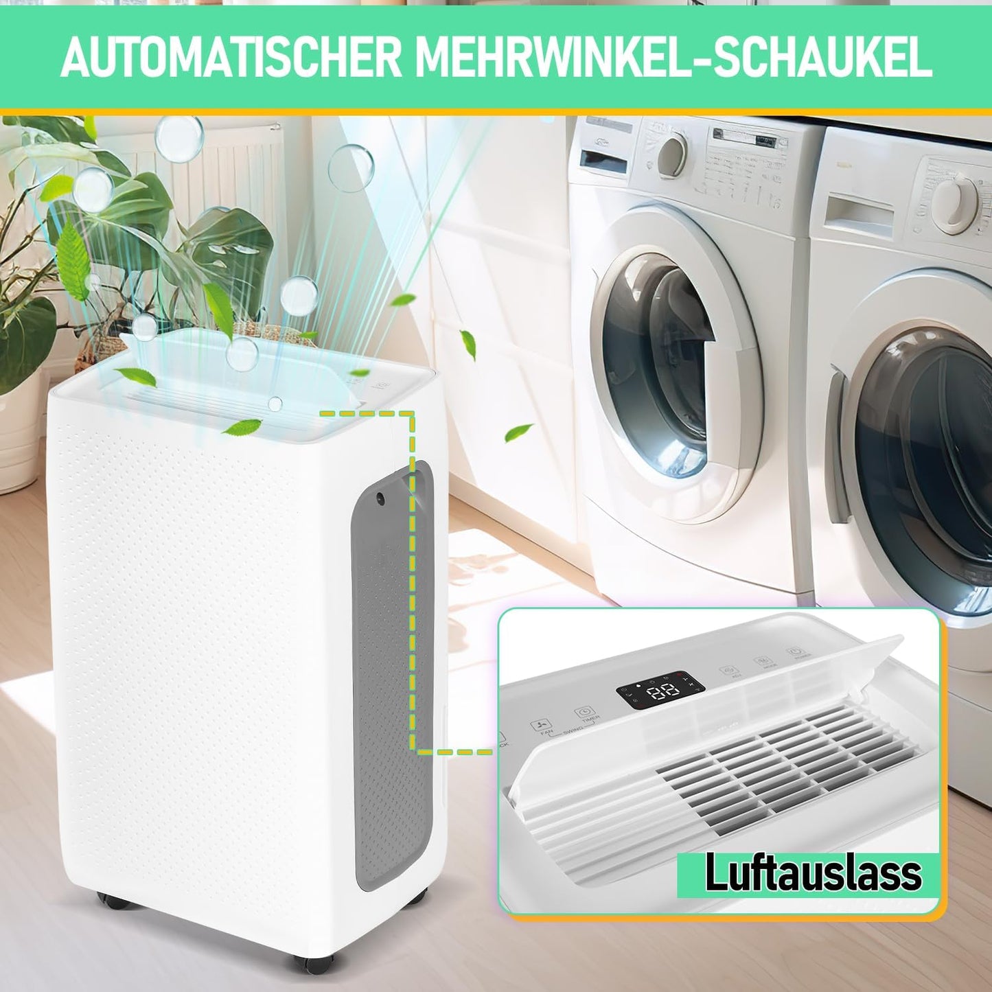 Luchtontvochtiger 26 liter in 24 uur, ontvochtigingscapaciteit: ca. 30 ~ 50 m², led-display met timerfunctie