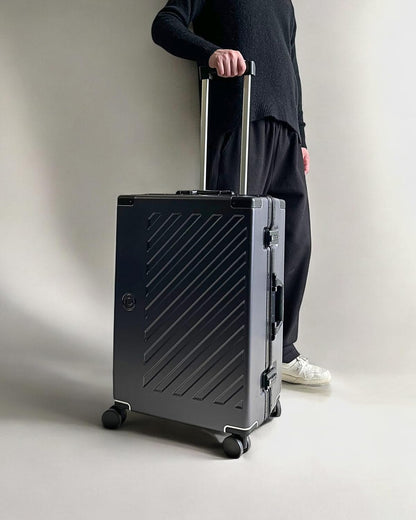 JLY Koffer van 100% polycarbonaat, ritssluiting, TSA-slot, 4 wielen, aluminium handgreep, licht, robuust, ideaal als handbagage of reiskoffer, antracietgrijs, M (65cm 60L), koffer
