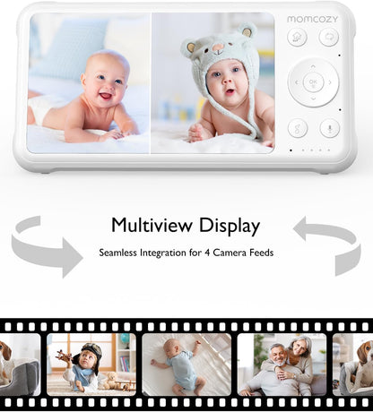 Momcozy Babyfoon Met Camera – 5-Inch HD 1080P Scherm – 5000 mAh Accu – Geen Wi-Fi – Tweerichtingsaudio – VOX-Modus – Nachtzicht – Groothoeklens – 290 m Bereik – BM01