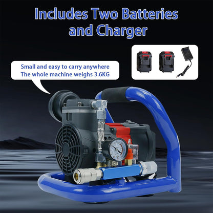 Accucompressor – Persluchtcompressor – Draagbare Luchtcompressor – Mini Compressor – 7 Bar Werkdruk – 1,5 Liter Tank – Draadloos – Stil in Gebruik