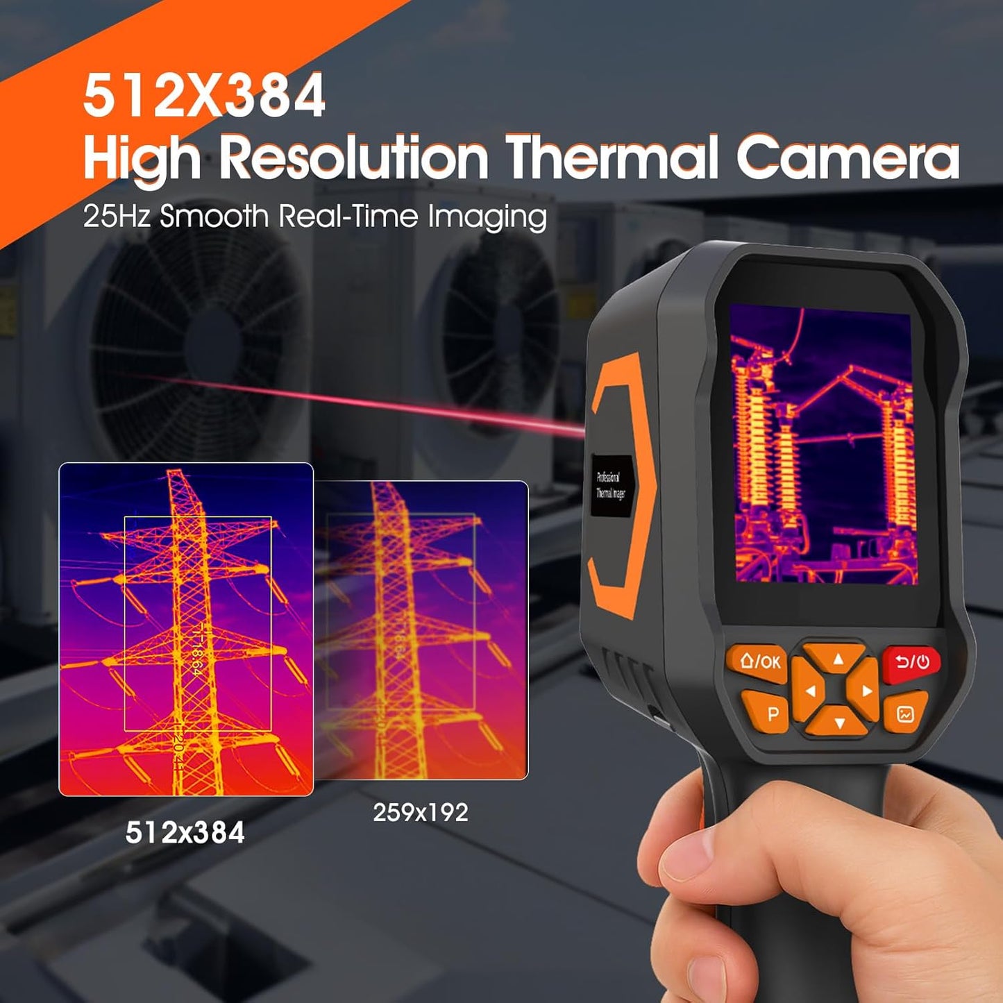 Thermal Imager Thermische Camera Lekdetector voor Water/Lucht, AIOMEST Infraroodbeelding Pistool met 512x384 TISR-resolutie, PC 2D/3D-analyse, 2MP Camera, Temperatuurmeting -20°C tot 550°C