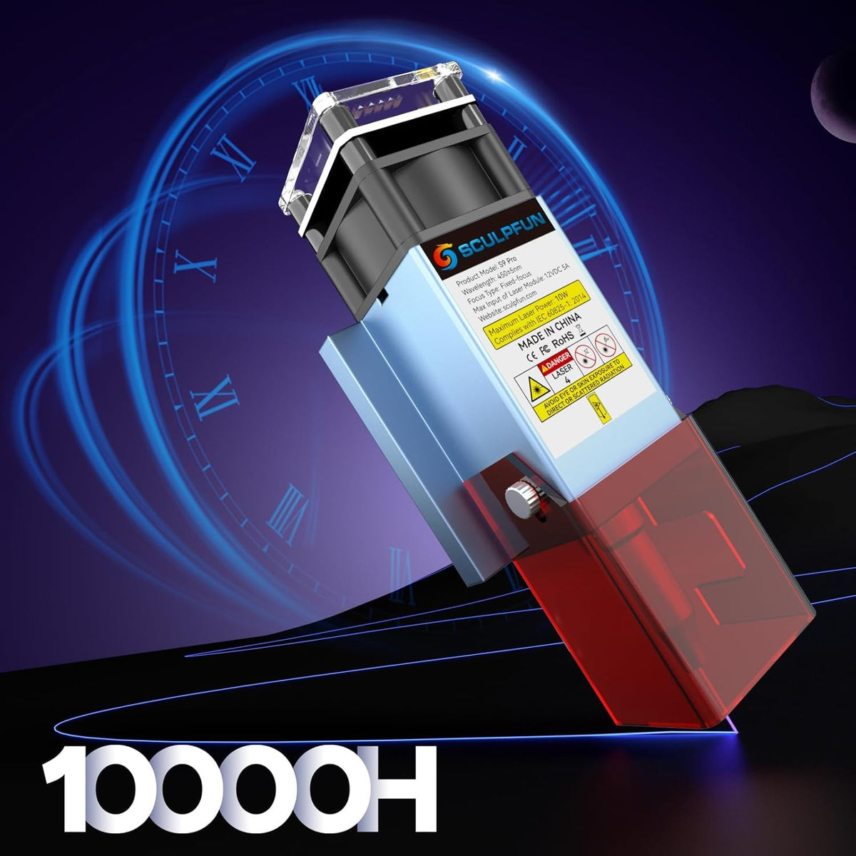 SCULPFUN S9 PRO 10W DIY lasergraveur laserstraal modelleringstechniek Ultra-dunne laserfocusgrens 0,06 mm industriële kwaliteit lineaire schuifrail hoge precisie X-as