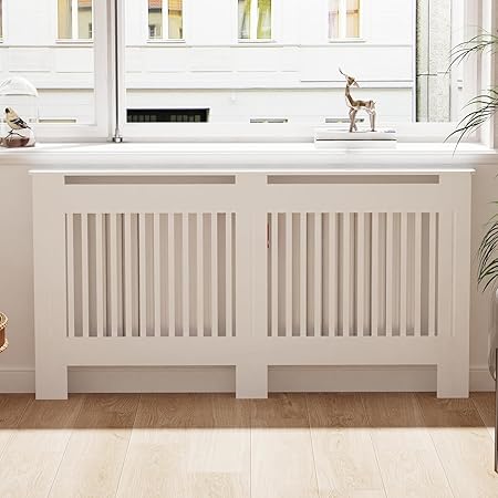 Radiatorombouw – Radiatorkast – Radiatorbekleding – Radiatorafdekking – Hoge Radiatorombouw 101 cm – Verticale Latten – Modern MDF – Extra Opbergruimte