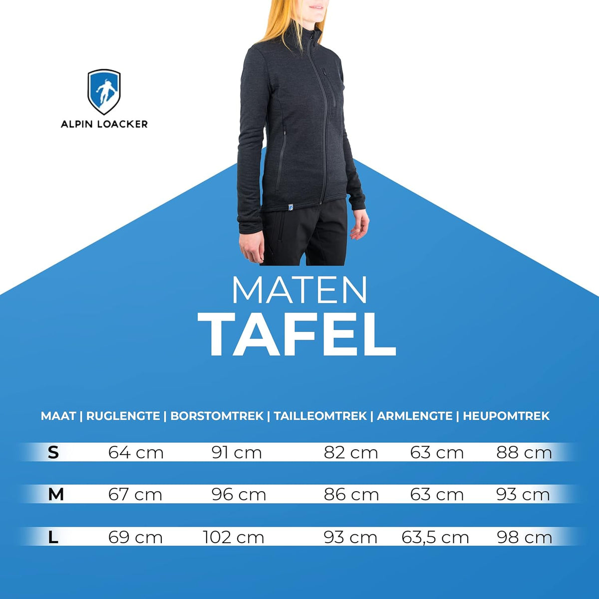 ALPIN LOACKER Merino jas voor dames 270 g/m² - de premium merinowol fleecejas, wollen jas voor outdoor en vrije tijd