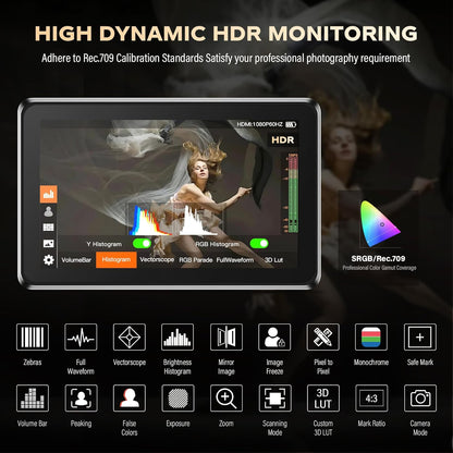 VILTROX DC-X3 DCX3 Rig Cage Kit Camera Field Monitor Touchscreen 2000Nit 6 inch 4K HDMI Camera Monitor met batterij Full HD 1920x1080 IPS 3D LUT met zonnekap voor Sony Canon Nikon DSLR