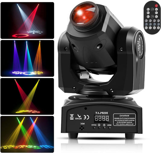 Lyre LED 50W Movable Head with Remote Control, DMX 512, Discovery Light, DJ, Light, 8 Gobos, 8 Colours, Sono/Car/Master Slave/Strobe for DJ, Evening, Party, KTV Bar, Club - QUORE
