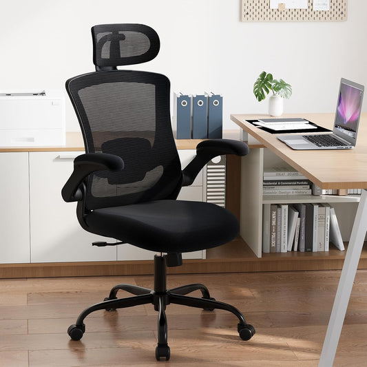Ergonomische Bureaustoel – Office Chair – Werkstoel – Computerstoel – Desk Chair – Verstelbare Hoofdsteun en Lendensteun – Ademend Mesh Met 140 Graden Kantelfunctie
