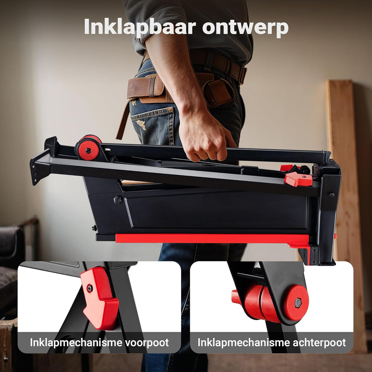 Wiltec werkbank met klemsysteem tot 200 kg, mobiele werktafel 98 x 88 x 87 cm, opvouwbare werkbank 0-95,5 cm klembereik
