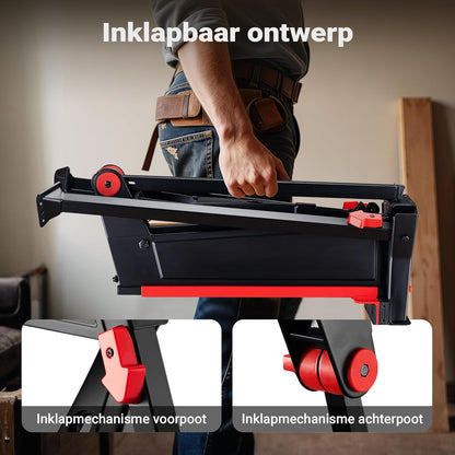 Wiltec werkbank met klemsysteem tot 200 kg, mobiele werktafel 98 x 88 x 87 cm, opvouwbare werkbank 0-95,5 cm klembereik