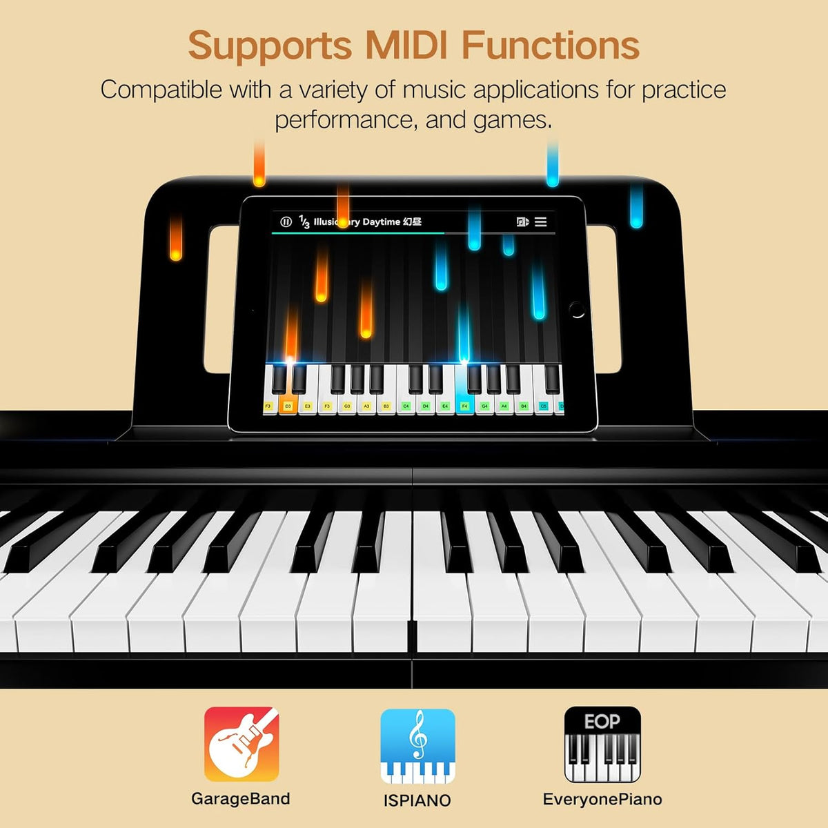 Opvouwbare digitale piano 88 toetsen – Elektrische piano – Keyboard – Muziekkeyboard – Stage piano – Opvouwbaar ontwerp – Compact en ruimtebesparend