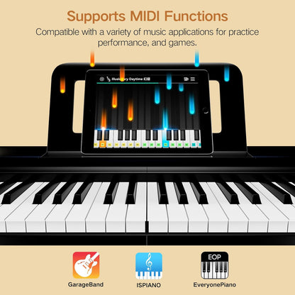 Opvouwbare digitale piano 88 toetsen – Elektrische piano – Keyboard – Muziekkeyboard – Stage piano – Opvouwbaar ontwerp – Compact en ruimtebesparend