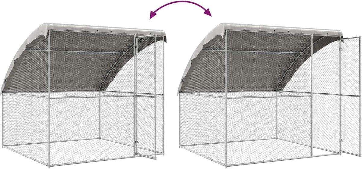 vidaXL Chicken Coop Silver 400 x 200 x 198.5 cm Galvanized steel,
