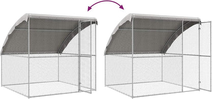 vidaXL Chicken Coop Silver 400 x 200 x 198.5 cm Galvanized steel,